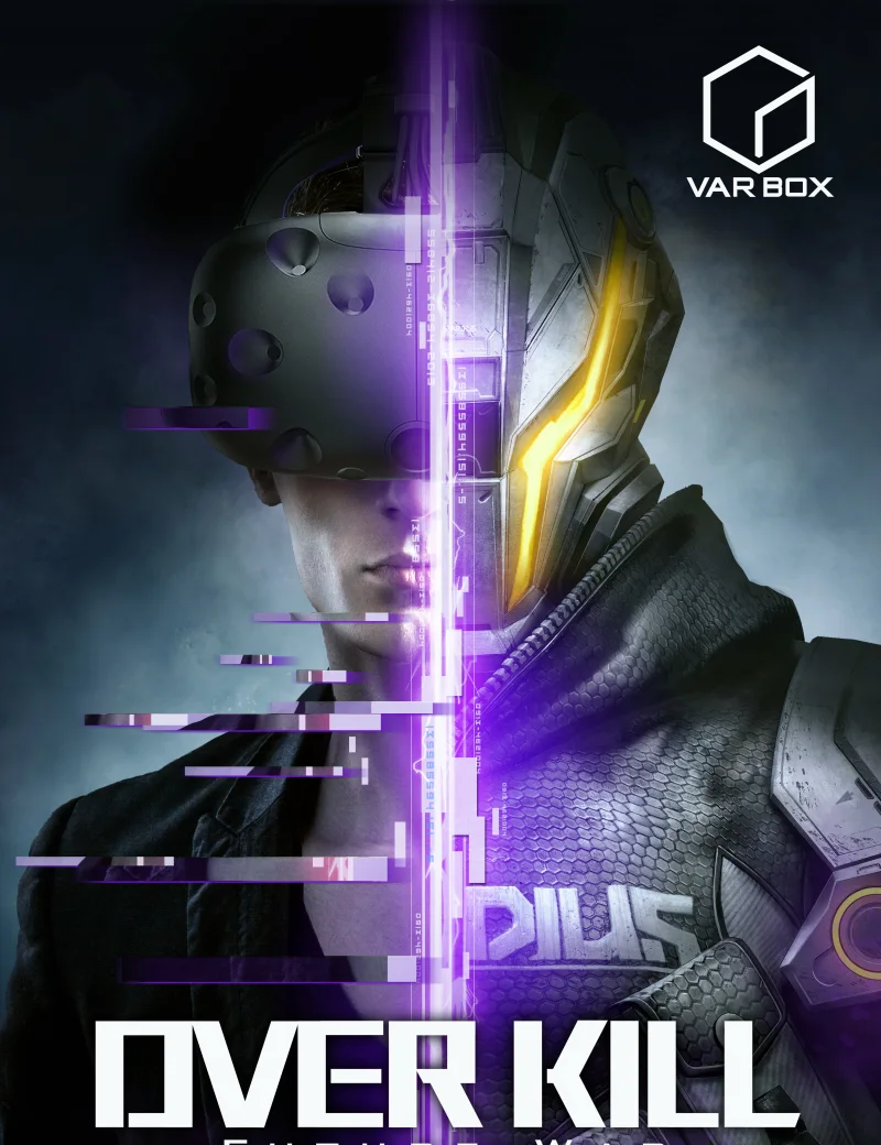 플레이어와 장갑을 갖춘 게임 캐릭터를 결합한 Over Kill: Future War 키 아트